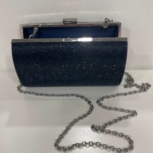 INC International Concepts Navy Blue Rhinestone Clutch